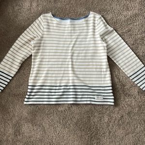 Talbots cream, gold, navy top